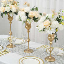 Set of 3 | Metallic Gold Trumpet Flower Vase Centerpieces, Flute Table Decorative Stands