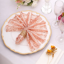 Blush Rose Gold Geometric Diamond Glitz Sequin Dinner Napkins, Decorative Reusable Cloth Napkins