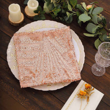 Blush Rose Gold Geometric Diamond Glitz Sequin Dinner Napkins, Decorative Reusable Cloth Napkins