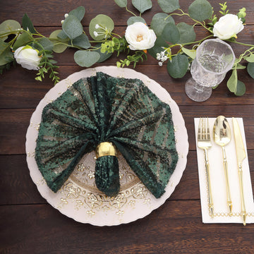 Hunter Emerald Green Geometric Diamond Glitz Sequin Dinner Napkins: The Perfect Table Decor
