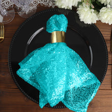 20 Inch x 20 Inch Turquoise Premium Sequin Reusable Cloth Dinner Napkin