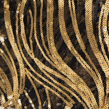 Black Gold Wave Embroidered Sequin Mesh Dinner Napkin, Reusable Decorative Napkin#whtbkgd
