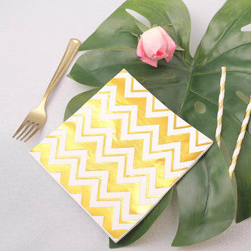 Elevate Your Tablescape with Metallic Gold Chevron Paper Dinner Napkins