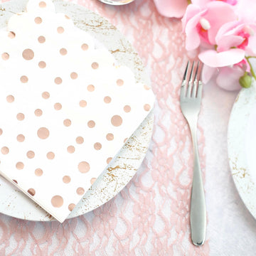 Add Glamour to Your Tablescape with Metallic Rose Gold Dotted Paper Dinner Napkins