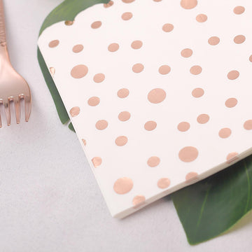 Enhance Your Event Decor with Rose Gold Dotted Paper Dinner Napkins