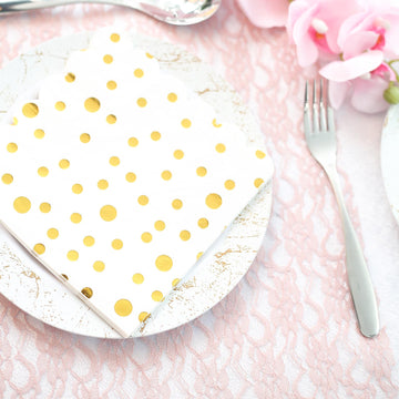 Add Elegance to Your Tablescape with Metallic Gold Dotted Paper Dinner Napkins