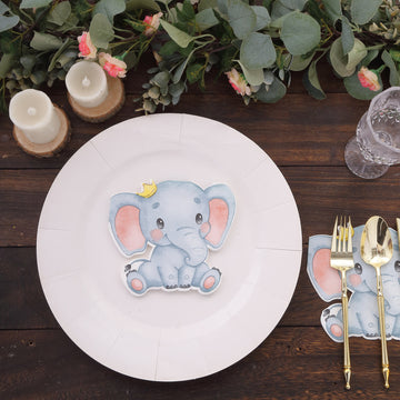 Whimsical and Charming: Elephant Shaped Baby Shower Paper Beverage Napkins