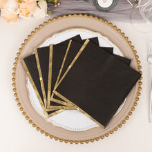 50 Pack 2 Ply Soft Black With Gold Foil Edge Party Paper Napkins, Dinner Cocktail