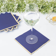 50 Pack | 2 Ply Soft Navy Blue With Gold Foil Edge Party Paper Napkins