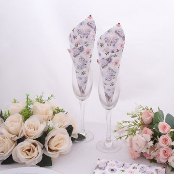 Create an Enchanting Atmosphere with Lavender Ivory Butterfly Paper Beverage Napkins