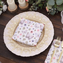 20 Pack Lavender Ivory Butterfly Paper Beverage Napkins, Elegant Garden Party Disposable