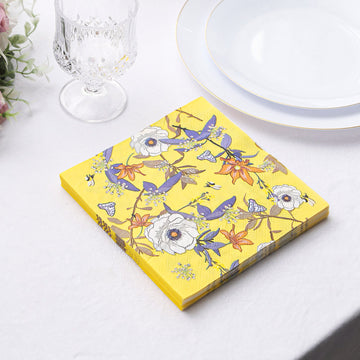 Bright Yellow Blooming Flowers Paper Beverage Napkins