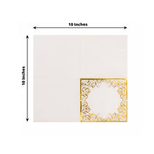 20 Pack White Soft Paper Beverage Napkins with Gold Foil Lace Design, 3 Ply European Style Wedding