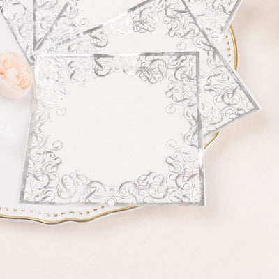 Decorative silver-bordered clear stationery sheets