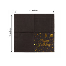 20 Pack Black Gold Happy Birthday Beverage Paper Napkins With Foil Print, Soft 2-Ply Disposable