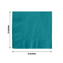 50 Pack | 5x5inch Turquoise Soft 2-Ply Paper Beverage Napkins