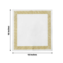 20 Pack White Cocktail Napkins with Gold Greek Key Design