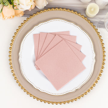 Elevate Your Event with Dusty Rose Soft Linen-Feel Airlaid Paper Beverage Napkins