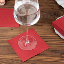 20 Pack | Burgundy Soft Linen-Feel Airlaid Paper Beverage Napkins, Highly Absorbent Disposable