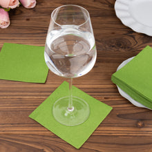 20 Pack | Olive Green Soft Linen-Feel Airlaid Paper Beverage Napkins, Highly Absorbent Disposable