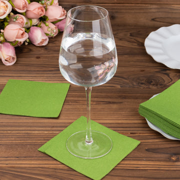 Elevate Your Events with Olive Green Soft Linen-Feel Airlaid Paper Beverage Napkins