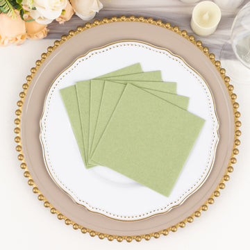 Elevate Your Event with Sage Green Soft Linen-Feel Airlaid Paper Beverage Napkins