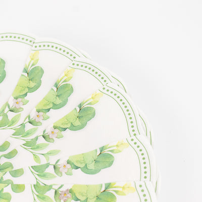 Decorative paper coasters with green botanical design