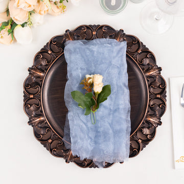 Create an Atmosphere of Refined Beauty with Dusty Blue Crinkled Organza Napkins