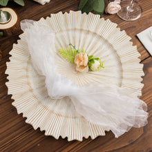 5 Pack White Sheer Crinkled Organza Wedding Napkins, Premium Shimmer Decorative Dinner Napkins