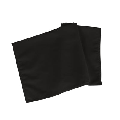 Black fabric napkins in a folded arrangement
