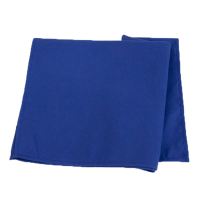 Blue fabric square folded neatly on a white background.