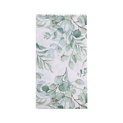 Eucalyptus leaf patterned fabric on a white background