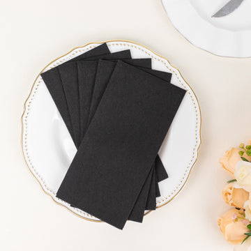 Elegant Black Soft Linen-Feel Napkins for Every Occasion