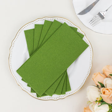 Olive Green Soft Linen-Feel Airlaid Paper Party Napkins