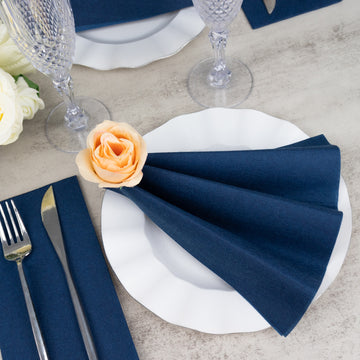 Create Unforgettable Moments with Navy Blue Soft Linen-Feel Napkins