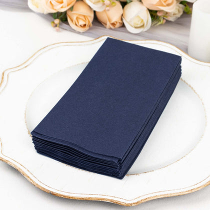 20 Pack Linen-Like Paper Napkins 8.5"x4" Navy Blue - Soft & Hygienic Airlaid Towels