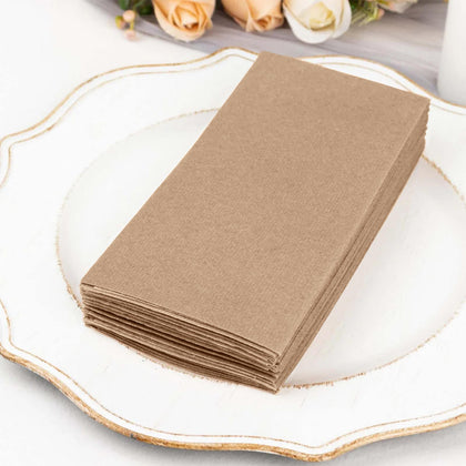 20 Pack Linen-Like Paper Napkins 8.5"x4" Taupe - Soft & Hygienic Airlaid Towels