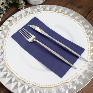 Convenient and Hassle-Free Cleanup with Navy Blue Beverage Napkins