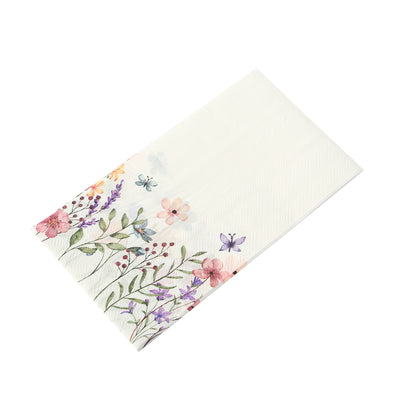 Floral patterned paper napkin on a white background