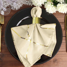 Gold Geometric Design On 20x20 Inch Beige Cloth Dinner Napkins 5 Pack