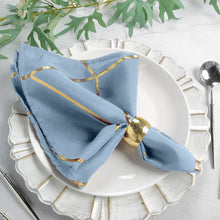 Dusty Blue Dinner Napkins With Gold Geometric Design 20x20 Inch