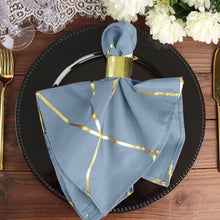 Dusty Blue Dinner Napkins With Gold Geometric Design 20x20 Inch