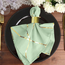 Pack of 5 Polyester Sage Green Cloth Napkins with Gold Foil Geometric Design 20 Inch x 20 Inch