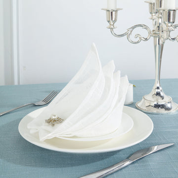 White Slubby Textured Cloth Dinner Napkins