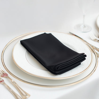 5 Pack Scuba Cloth Napkins – 17"x17" Black, Wrinkle-Free & Reusable Table Napkins