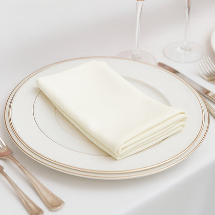 5 Pack Scuba Cloth Napkins – 17"x17" Ivory, Wrinkle-Free & Reusable Table Napkins