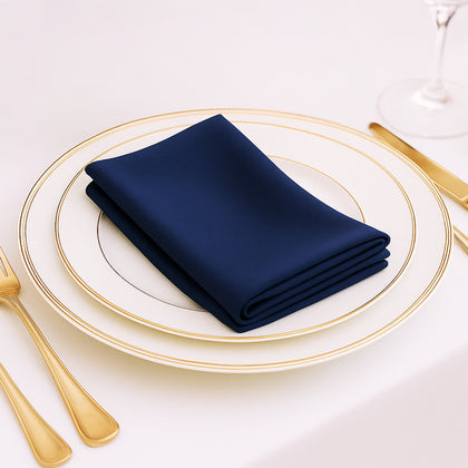 5 Pack Scuba Cloth Napkins – 17"x17" Navy Blue, Wrinkle-Free & Reusable Table Napkins