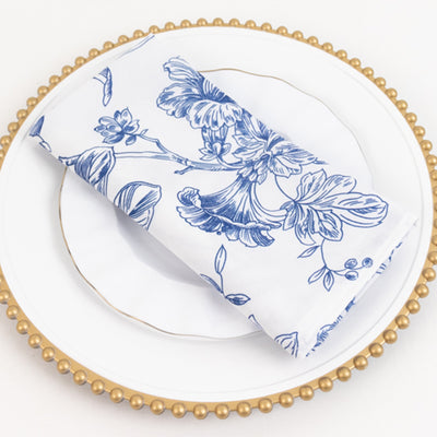 Floral pattern napkin on a decorative plate