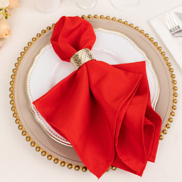 Long-Lasting Red Premium Polyester Dinner Napkins