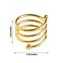 4 Pack Gold Plated Aluminium Spiral Napkin Rings